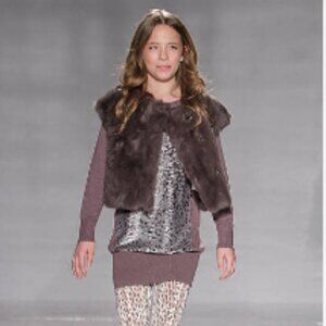 SILVIAN HEACH Kids Rabbit Hair Coat with Pockets